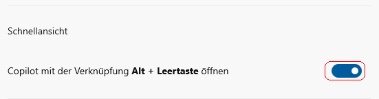 Copilot mit der Verknüpfung Alt + Leertaste öffnen