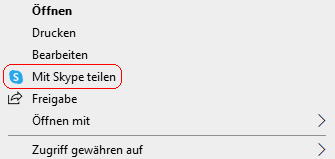 Option "Mit Skype teilen"
