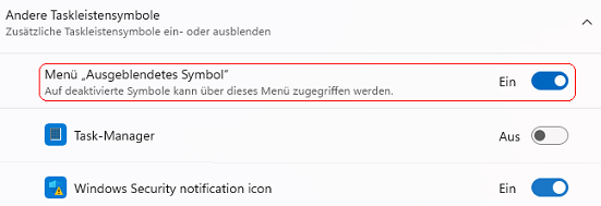 Men&uuml; "Ausgeblendetes Symbol"