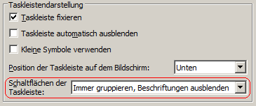 Taskleistendarstellung