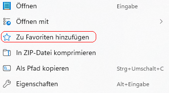 Menüeintrag "Zu Favoriten hinzufügen"