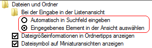 Ordneroptionen