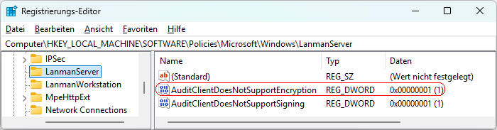 AuditClientDoesNotSupportEncryption
