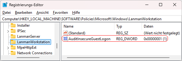AuditInsecureGuestLogon