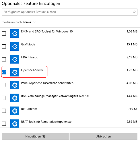 Optinales Feature hinzuf&uuml;gen