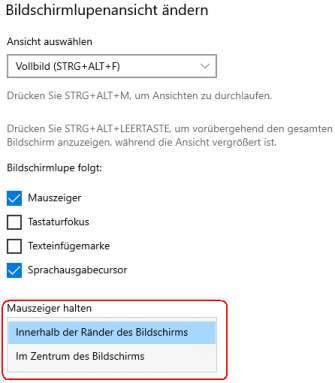 Mauszeiger halten