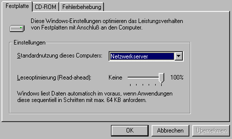 Eigenschaften f&uuml;r Dateisystem